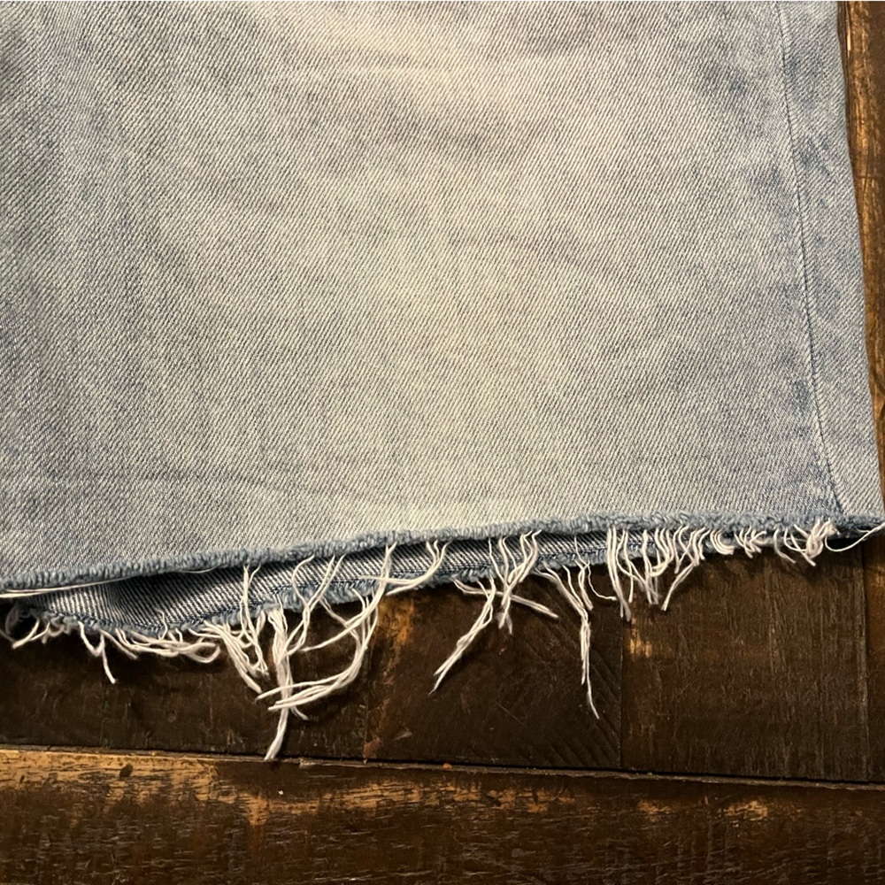 Chico's Light Blue Distressed Denim Bermuda Length Shorts - Picture 3 of 9